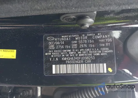 2015 Hyundai Equus Ultimate from USA, damaged, VIN KMHGH4JH0FU098253